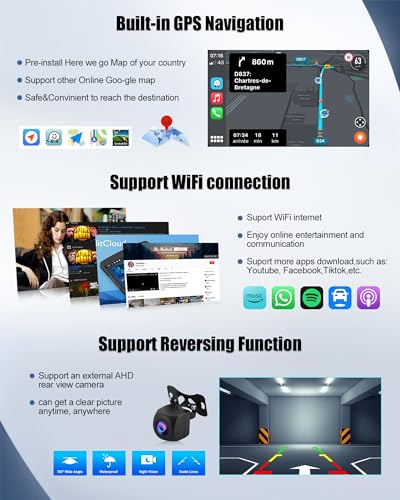 SIXWIN 4GB & 64GB Android 15 Car Radio for Renault Clio 3 2005-2014 with CarPlay Android Auto Mirror Link - 9 Inch Touch Screen Car Radio WiFi Bluetooth 5.0 FM/RDS 32EQ USB with Rear View Camera