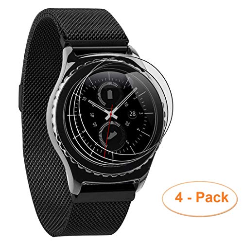 [ 4-Pack] baozai Full Coverage Tempered Glass Screen Protector Compatible with Samsung Galaxy Watch 46mm & Gear S3 [0.33mm,2.5D]
