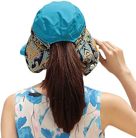 Deevoov Sun Hat Wide Brim Roll Up Visor Hats 360°Solar UV Protection UPF 50+ Folding Removable Neck Face Mask Head Flap Cover Caps for Men Women Outdoor Sportswear Activity