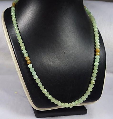 1 pcs Green Yellow 100% Natural A JADE Jadeite Bead beads Necklace 20 inches 407387