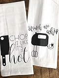 Funny Kitchen Towel Set Chop it like it's Hot Watch me Whip Set of 2