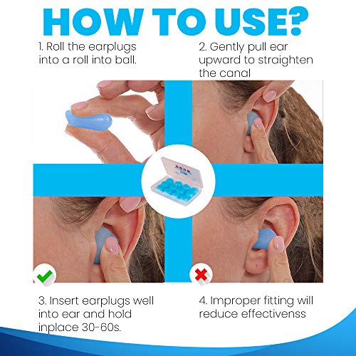6 Pairs Ear Plugs for Sleeping, Reusable Silicone Moldable Noise