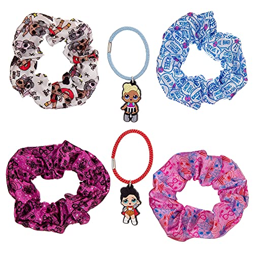 L.O.L. Surprise! 4 Pack Scrunchies W Bonuses! Elastic Hair Ties Ropes Scrunchie For Women Or Girls Hair Accessories, Great Gift For Birthday Party, Thanksgiving, Christmas