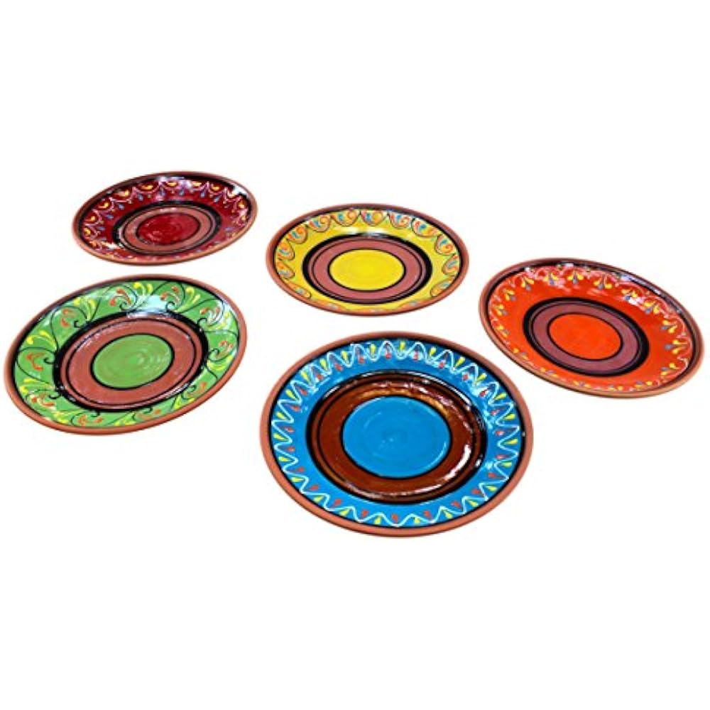 Spanish Dinner Plates Terracotta 5Piece Small Set (European Size