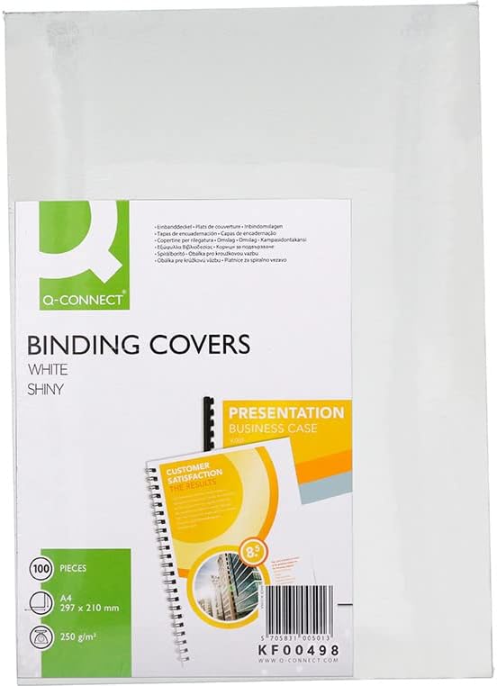 Q-Connect 250gsm A4 Binding Comb Covers White Pack of 100
