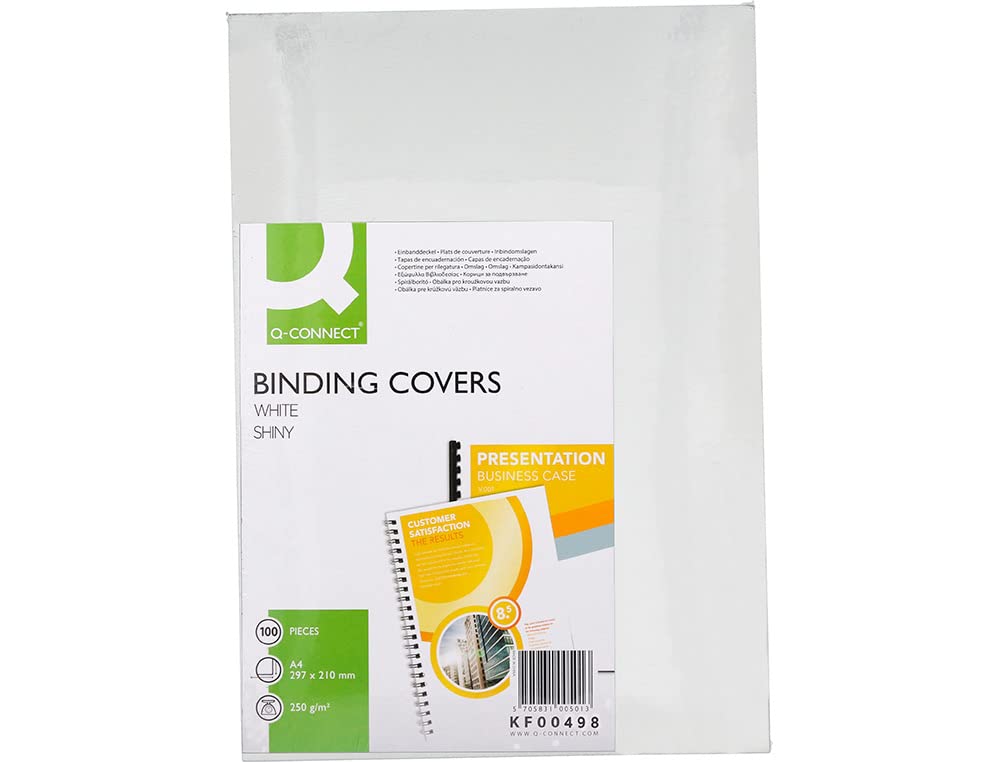 Q-Connect 250gsm A4 Binding Comb Covers (Pack of 100) - White