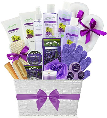Deluxe XL Gourmet Spa Gift Basket with Essential Oils. 20-Piece Luxury Bath & Body Gift Set with Bath Bombs, Bubble Bath & More! Huge Gift Set for Her, Holiday Gift (Grapeseed & Lavender) 1 Deluxe XL Gourmet Spa Gift Basket with Essential Oils. 20-Piece Luxury Bath & Body Gift Set with Bath Bombs, Bubble Bath & More! Huge Gift Set for Her, Holiday Gift (Grapeseed & Lavender)