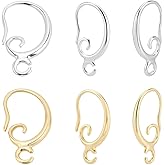 Beebeecraft 40Pcs 2 Colors Earring Hooks Findings 24K Gold & 925 Sterling Silver Plated Brass French Earring Hooks Ear Wire with Loop for Jewelry Making Women DIY Crafts