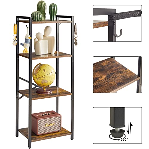 YMYNY Bookcase, 4Tier Narrow Ladder Bookshelf, Freestanding Shelving