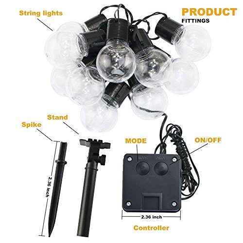 Solar Bulb Lights,WONFAST Waterproof 10 LED Plastic Solar Clear Globe Bulbs Fairy String Lights for Indoor/Outdoor Christmas Wedding Party Garden Holiday Landscape Decoration (White) - Thumbnail 7