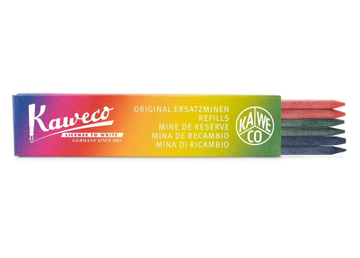 Kaweco Pencil All-Purpose Pen Refills 3.2 mm Mixed Colours Pack of 6 | Replacement Pencil Colorful Leads for Clutch Pencil | 2 x Green, 2 x Blue, 2 x Red | Pencil Leads 6 Pieces 3.2 mm Mix