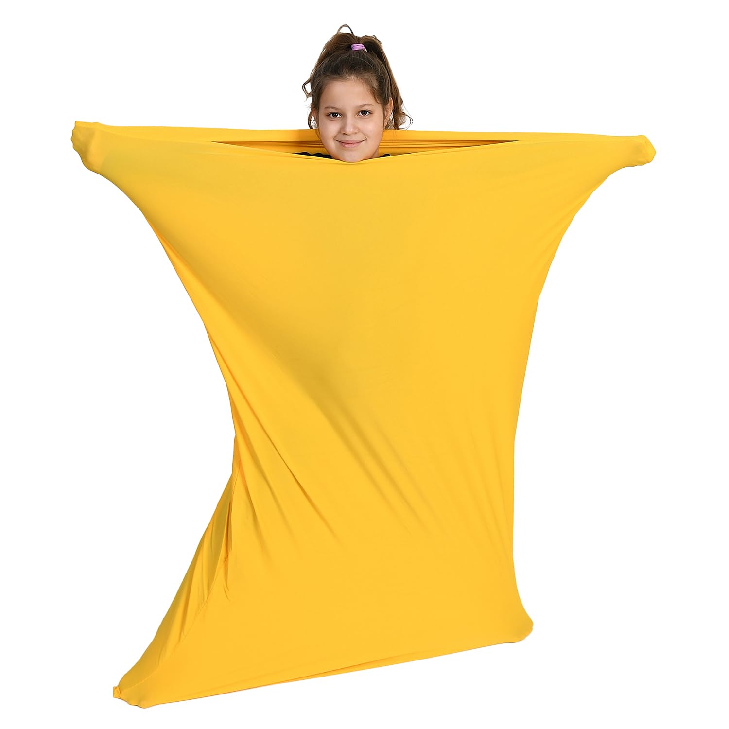 Sensory Owl Full Body Sock - ADHD, Autism Stress and Anxiety Relieve - Deep Pressure Stimulation - Sensory Exercise Therapy Toy - Strong Super Soft Lycra Wrap - Yellow, Size L
