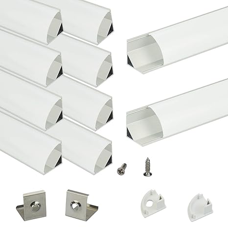 Muzata LED-Aluminium-Kanal mit milchiger weißer PC-Abdeckung für Lichtleisten, Aluminium-Extrusions-Schienenprofil für Streif
