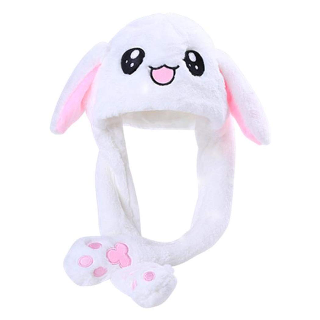 dressfan Women Girls Funny Plush Rabbit Ear Hat Toy Birthday Gift-Pressing the Bunny Cap Will Make the Rabbit's Ears Move