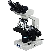 OMAX 40X-2000X LED Binocular Compound Lab Microscope w/ Double Layer Mechanical Stage + Blank Slides, Cover Slips, & Lens Cleaning Paper, M82ES-SC100-LP100