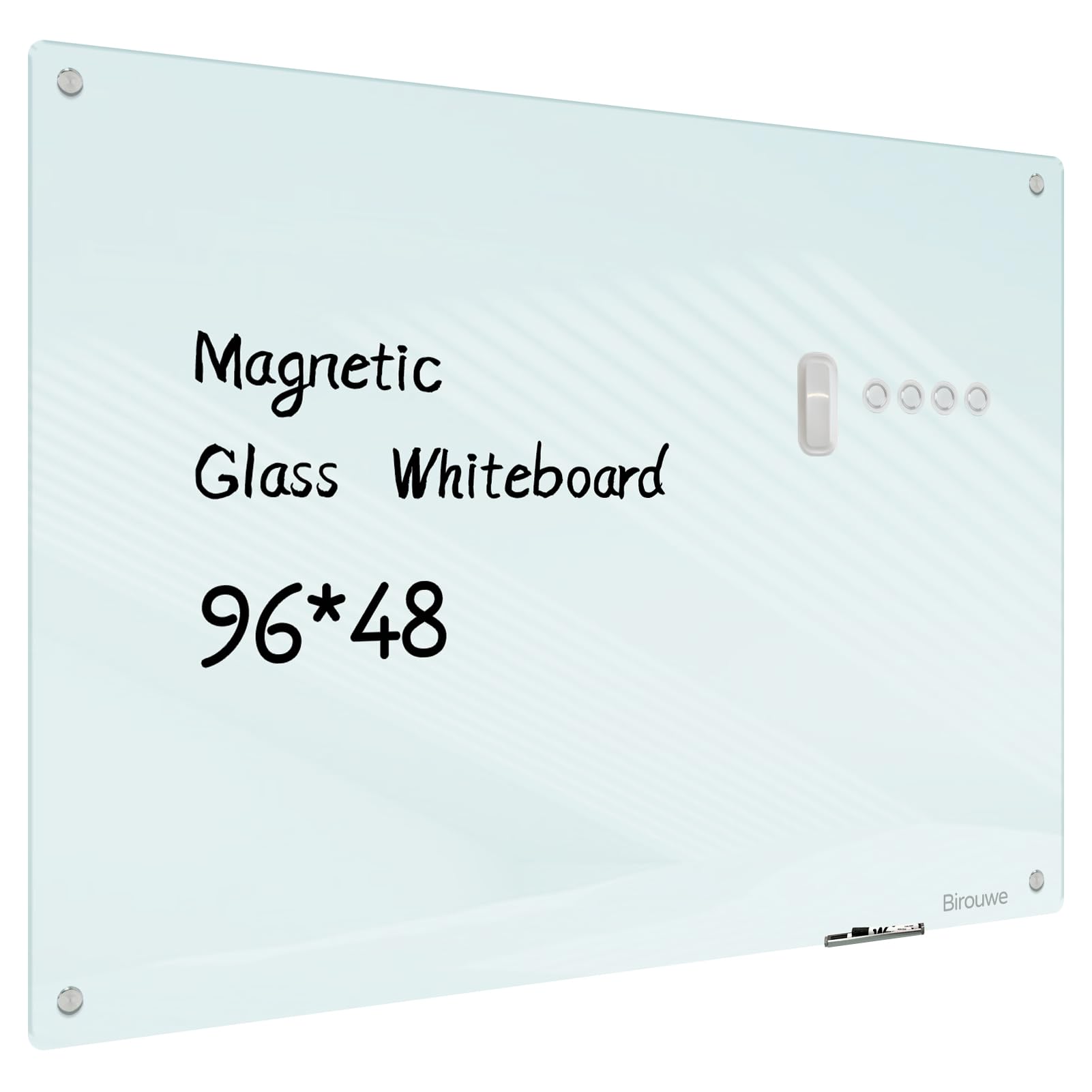 Photo 1 of Magnetic Glass Whiteboard - Glass Dry Erase Board 48"x96" Large Frameless Board for Walls Office School and Home