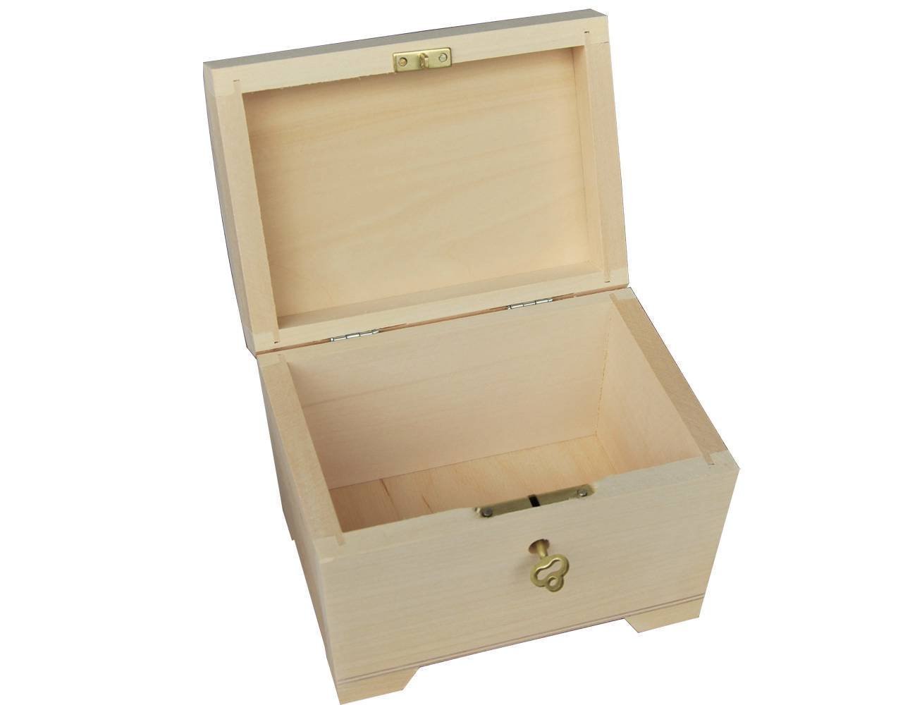 DECOCRAFT LITTLE NATURAL WOOD/WOODEN BOX HINGED - LOCKABLE PSK10 (Made
