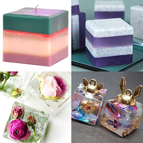 Funshowcase Cube Paperweight Silicone Mold for Polymer Clay Crafting, Soap Making, Resin Epoxy, Jewelry Making Assorted Size 5-Pack