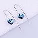 Ladies 925 Sterling Silver Blue Swarovski Crystal Heart of Ocean Long Earrings