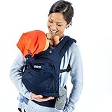 Mo+m Ergonomic Baby Carrier (Navy Blue) - Soft Structured Sling w/ Mesh Cooling Vent, Hood & Pockets