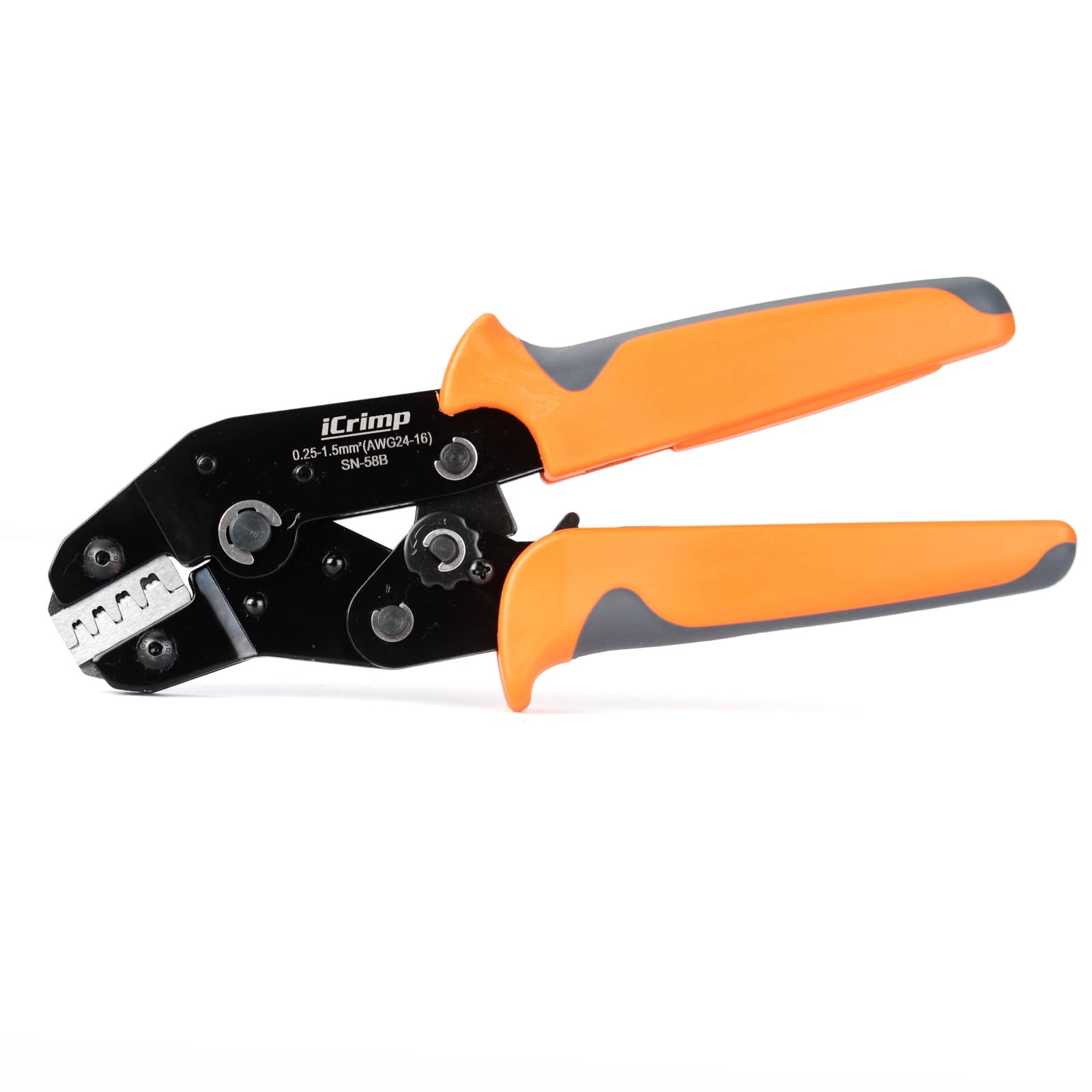 iCrimp SN-58B Hand Crimping Tool Crimper 0.25-1.5mm² for Crimping Non-Insulated Plug Connectors, Open Barrel Female Quick Disconnect