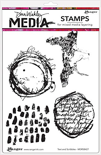 Ranger Text & Scribbles Dina Wakley Media Cling Stamps, 6"X9"