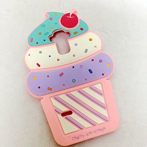 Cute 3D Cherry Ice Cream Silicone Soft Case Bumper Back Cover For smart cell phones (LG K7 Tribute 5 K330 MS330)