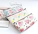 Cute Fruit and Flamingo Canvas Pencil Bag Holder Pen Case Stationery Makeup Cosmetic Pouch Bag with Zipper, Set of 3