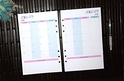2018 - 2019 Monthly A5 Planner Inserts, Paper Refills for Filofax, Kikki K, Mulberry, Webster's, Simple Stories, Day Timer, Day Designer and Half Letter Size 5.8" x 8.3"