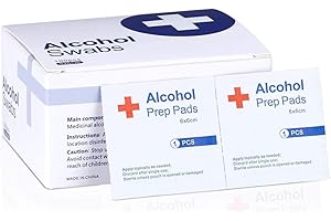 VELAZZIO Alcohol Prep Pads, 75% Alcohol Cotton Slices, 100 Pcs Alcohol Gauze Pads Individually Wrapped Swap Pad Wet Wipe, 6 x 6cm/2.36in x 2.36in