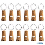 Adecorty Wine Bottle Lights with Cork - Silver Wire Cork Lights for Bottle 12 Pack 6.5ft 20 LED Bottle Lights Battery Powered Christmas String Lights for Party Halloween Wedding Christmas (Cool White)