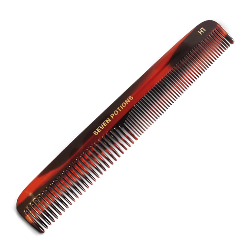 Seven Potions Hair Comb — Fine and Coarse-Tooth Comb for Men's Hair, Beard & Moustache — Handmade (18 cm / 7.1 inch)