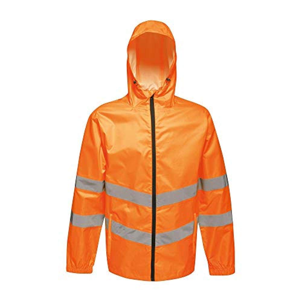 Regatta TRW497 18870 Professional Hi-Vis Waterproof and Windproof Pack away Jacket, Orange, L
