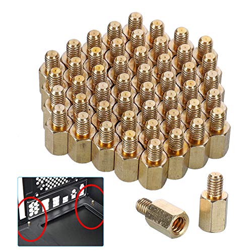 HanTof Replacement PC Mounting #6-32(Inner) to M3(Outer) Brass Jack Screw Standoff,Motherboard Standoffs,ATX Case Standoffs,ATX Standoff for ATX Computer Case - 50 Pack