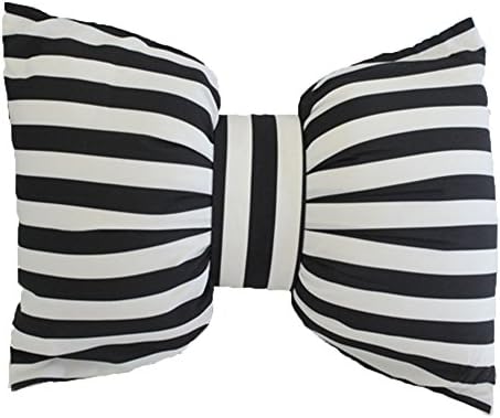 KissH Simple Black White Striped Chiffon Bowknot Decorative Pillow Larger Size 21.7"*15.7"