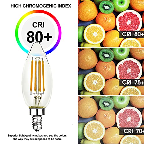 LED Chandelier Bulbs 60 watt, Dimmable B10 LED Candelabra Bulb, Soft