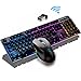 Rechargeable Keyboard and Mouse,Suspended Keycap Mechanical Feel Backlit Gaming Keyboard Mouse-Fast Charging,Wireless 2.4G Drive Free,Adjustable Breathing Lamp,Anti-ghosting,12 Multimedia Keys (Black)thumb 1