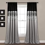 Lush Décor Night Sky Panel for Living, Bedroom, Dining Room (Single Curtain), 84" x 42", Silver and Black