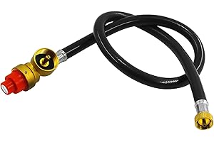 GUOFALDE 27.5 Inch Dual Fuel Camp Stove Replacement Hose, Propane Regulator Hose Convert to 1LB Disposal Bottle for Camping Gas Stove