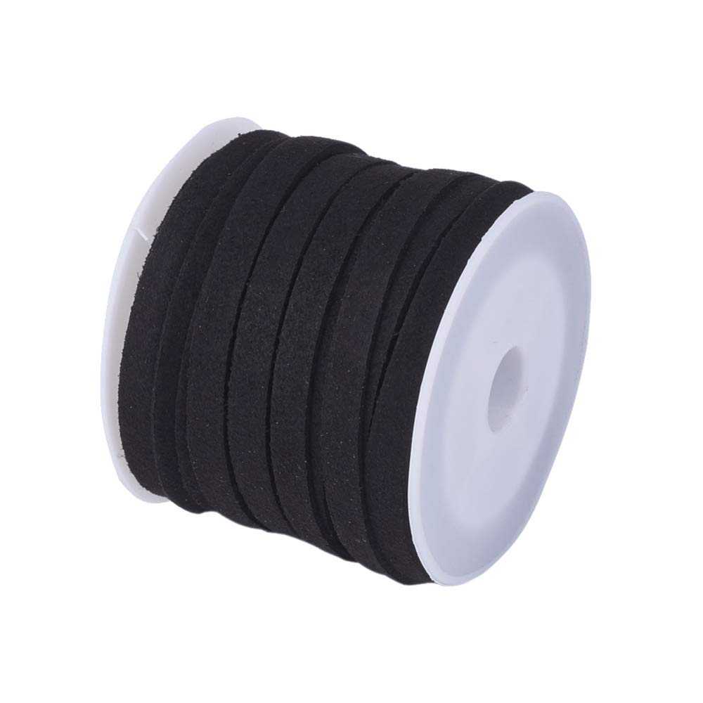 Perlin Faux Suede Cord 5 m Long, 4 mm and 5 mm Width, for DIY Jewellery Making, Microfibre Flat Tip Crafts Cordage for Bracelet, Necklace, Bead Cord (Black, 4 mm)