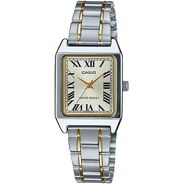 Casio LTP-V007G-9B Relógio feminino retangular dourado dourado em