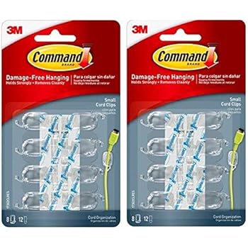 Command Clear Small Cord Clips, 8 Clips and 12 Strips (2 Pack)