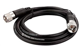 STEREN RG8X Coaxial Cable 12 ft, CB Coax Cable with PL259 UHF Connectors, Male to Male Low Loss 50 Ohm for HAM Radio, LMR400, Antenna Analyzer