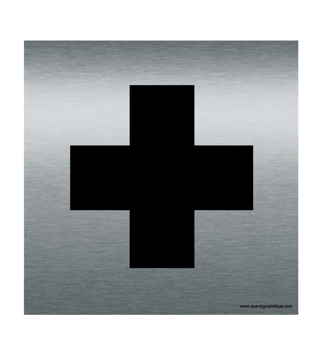 AUA SIGNALETIQUE - Plaque Alu Brossé Premiers Secours, Infirmerie - 130x130 mm