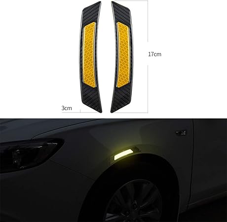 Amazon Achicoo 車ステッカー 車デカール 車 反射 ストリップ ドア 警告 発光ステッカー デカール 炭素繊維 ユニバーサル ホイールアイブロウステッカー ブラック イエロー ステッカー デカール 車 バイク