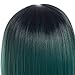 LOSMOEER Ombre Green Bob Wig Short Straight Synthetic Green Wigs Middle Part Natural Hair Wigs for Women None Lace Wig Cap (Ombre Green)