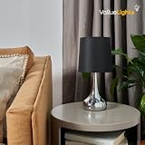 MiniSun Modern Chrome Teardrop Touch Table Lamps Pink Fabric Shades Set of 2 5W view 5