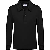 QBK Boys' Performance Polo Kids Collared Golf Shirts Long Sleeve School Uniform for 4T-16Y
