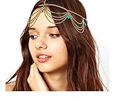 Zealmer Girls Head Chain Jewelry Rhinestone Headbands Crossover Headpiece Jewelry Hair Band Tassels