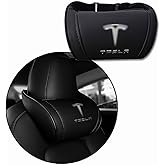 COOLKO Car Headrest Neck Pillow Support Memory Foam Ergonomic Design Accessory for Driving Seat Fatigue Relief Compatible with Model S X 3 Y & Cybertruck - 1 Piece